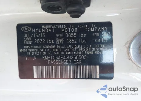 2016 Hyundai Veloster Turbo from USA, damaged, VIN KMHTC6AE4GU268503